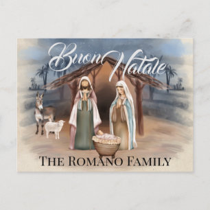 Cartão Postal Sobrenome de Família Italiano Buon Natale Cena de