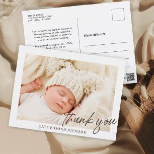Cartão Postal Sobreposição de Foto de Bebê Obrigado Anúncio de N