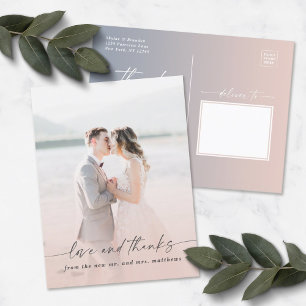 Cartão Postal Sobreposição de Foto de Casamento de Rosa claro de