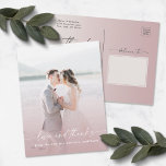 Cartão Postal Sobreposição de Foto de Casamento Mauve Ombre<br><div class="desc">Elegante Ombre Dusty Mauve Overlay Foto De Casamento Mauve Obrigado Cartões-Postais. Este casamento moderno ou qualquer evento Obrigado O design do Cartão-postal é simples e mínimo com um bonito apagão de gradiente de cor ombre e fontes de script de caligrafia de assinatura de tendências. Adicione a sua fotografia personalizada de...</div>