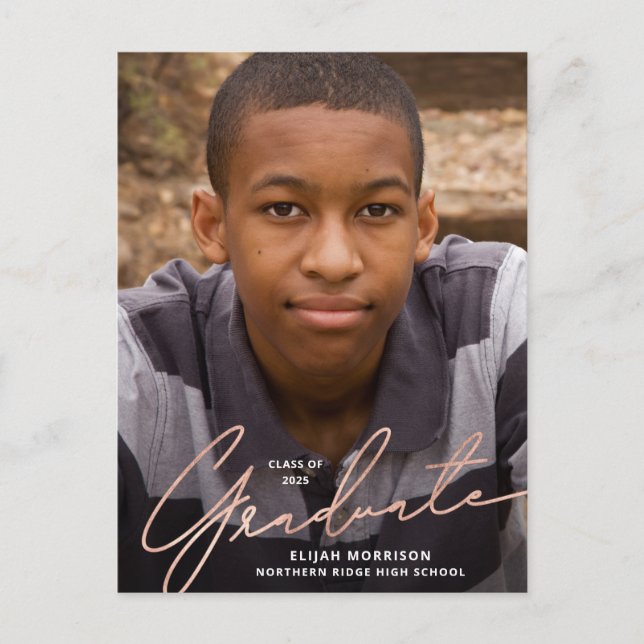 Cartão Postal Sobreposição de Foto Simples em Rosa Dourado para  (Frente)