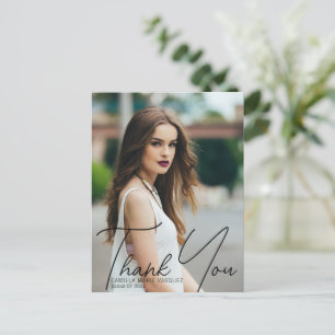 Cartão Postal Sobreposição de roteiro de agradecimento de foto d