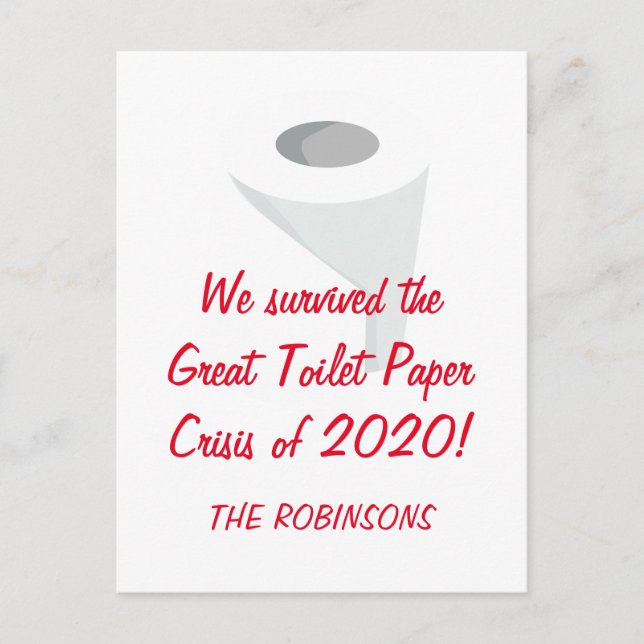 Cartão Postal Sobrevivemos a 2020! Nome da Família de Quarentena (Frente)