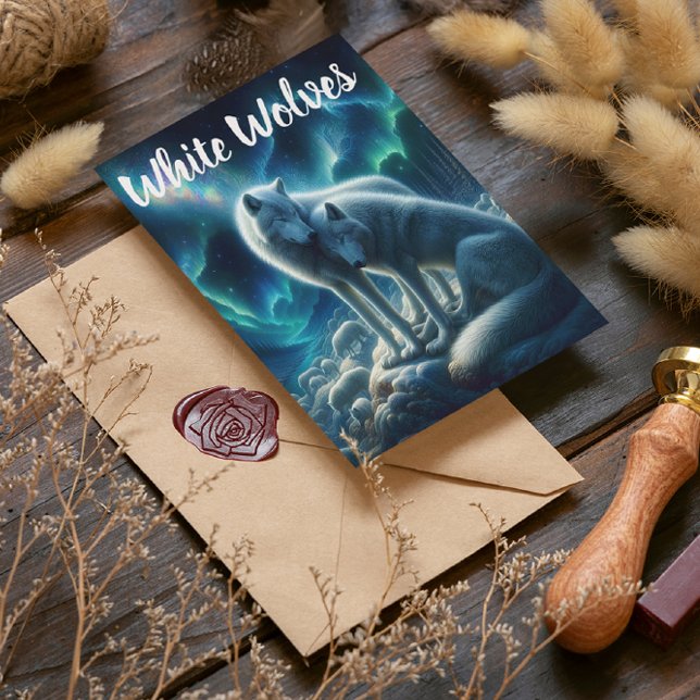 Cartão Postal Sobrevivência de Lobos Brancos Majestosos (Criador carregado)