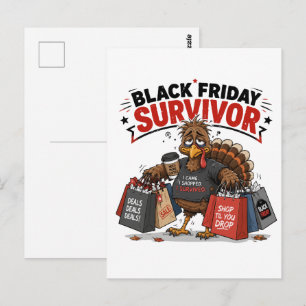 Cartão Postal Sobrevivente da Black Friday Peru Shopping Humor D
