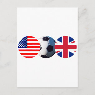 Cartão Postal Soccer Ball UK & USA Bandeiras do MUSEUM Zazzle