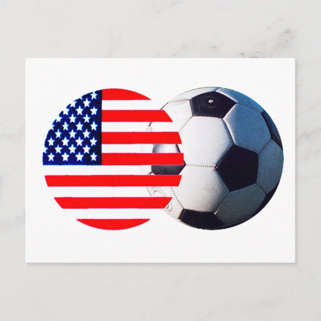 Cartão Postal Soccer Ball & USA Flag MUSEUM Zazzle (Frente)