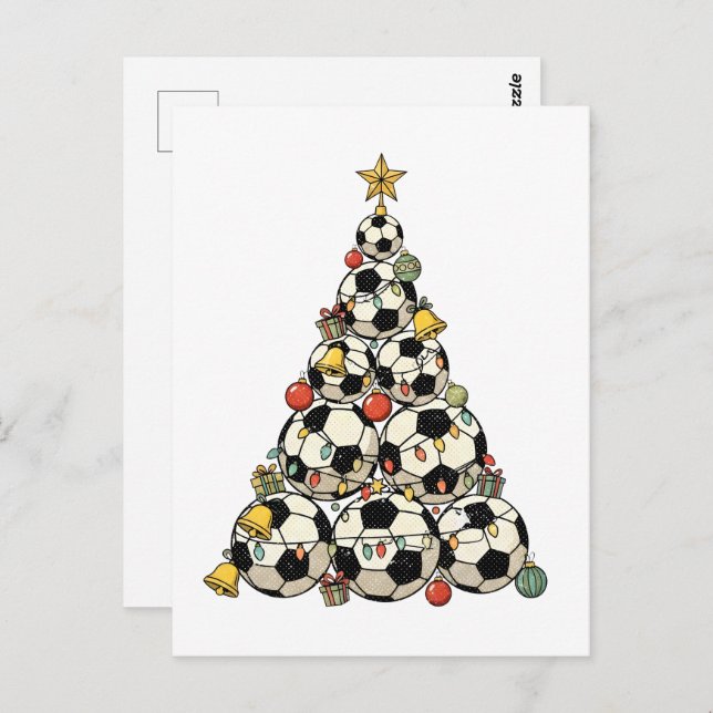 Cartão Postal Soccer Christmas Tree (Frente/Verso)