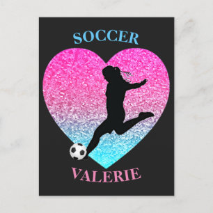 Cartão Postal Soccer Girls Heart
