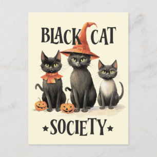 Cartão Postal Sociedade de Gatos Negros do Estilo de Vintagem do