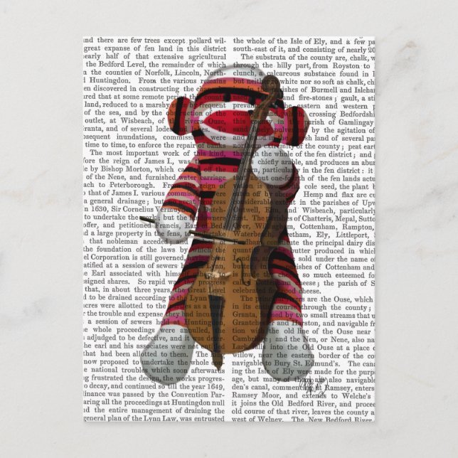 Cartão Postal Sock Monkey e Cello (Frente)