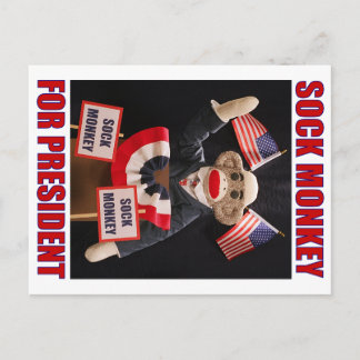 Cartão Postal Sock Monkey for President
