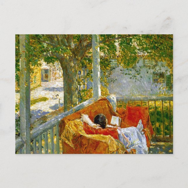 Cartão Postal Sofá no Porch, Cos Cob de Frederick Hassam (Frente)