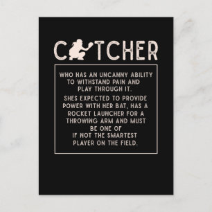Cartão Postal Sofball Catcher Girl Engraçada Humor Jogador de B