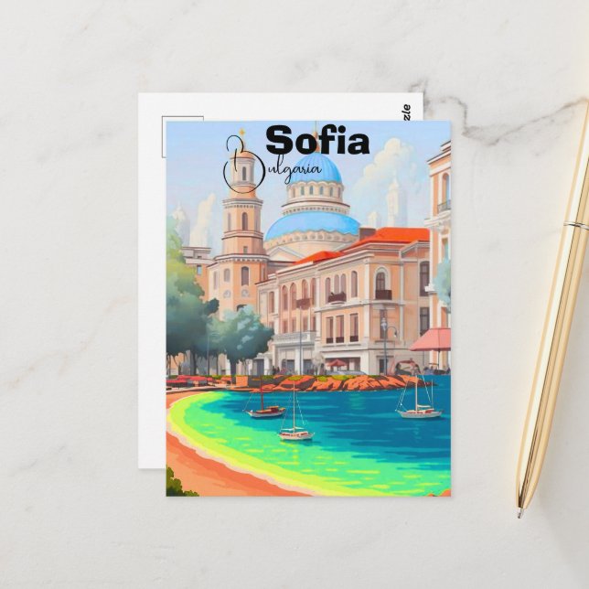 Cartão Postal Sofia Travel Poster Sofia Poster Wall Art Bulgaria (Frente/Verso In Situ)