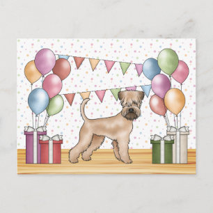 Cartão Postal Soft-Coated Wheaten Terrier Cores Pastéis Aniversá