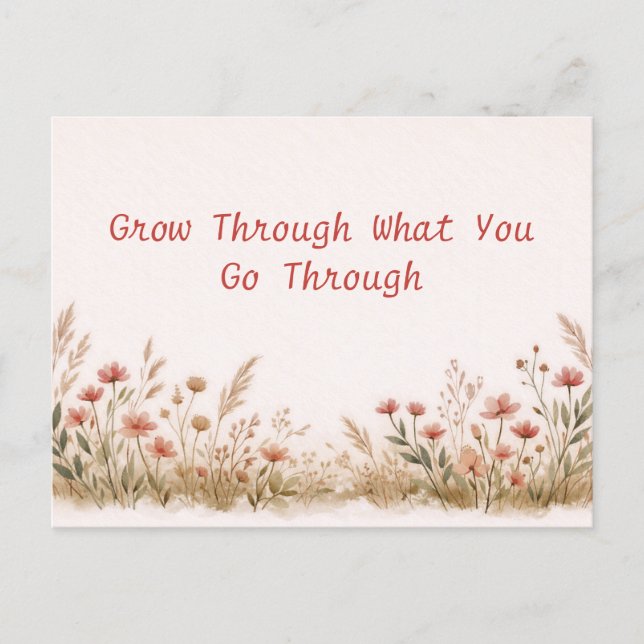 Cartão Postal Soft Wildflower Border Meadow Watercolor  (Frente)