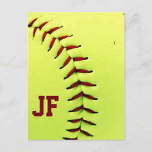 Cartão Postal Softball amarelo personalizado
