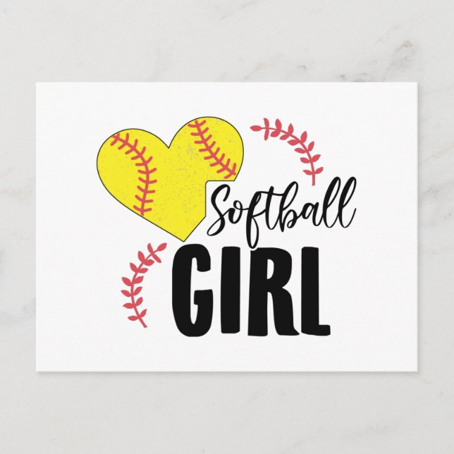 Cartão Postal Softball Girl | Equipe de formadores Esporte Ideia (Frente)