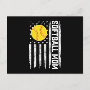 Cartão Postal Softball Mãe Americana Dia de as mães de Bandeiras