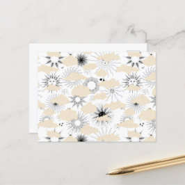 Cartão Postal Sois negros estilizados atrás de nuvens texturizad