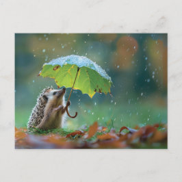 Cartão Postal Soja-de-seda-branca segurando um guarda-chuva de f