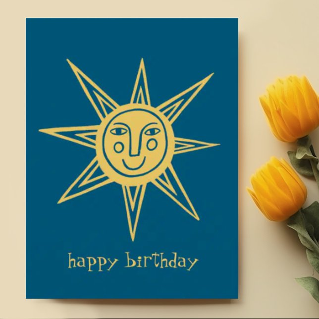 Cartão Postal Sol Alegre ANIVERSÁRIO FELIZ PERSONALIZADO (Happy birthday sun custom postcard, add your own text)