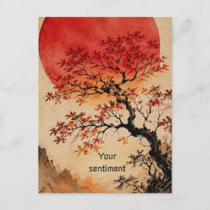 Cartão Postal Sol crimson sobre a Árvore da Vida