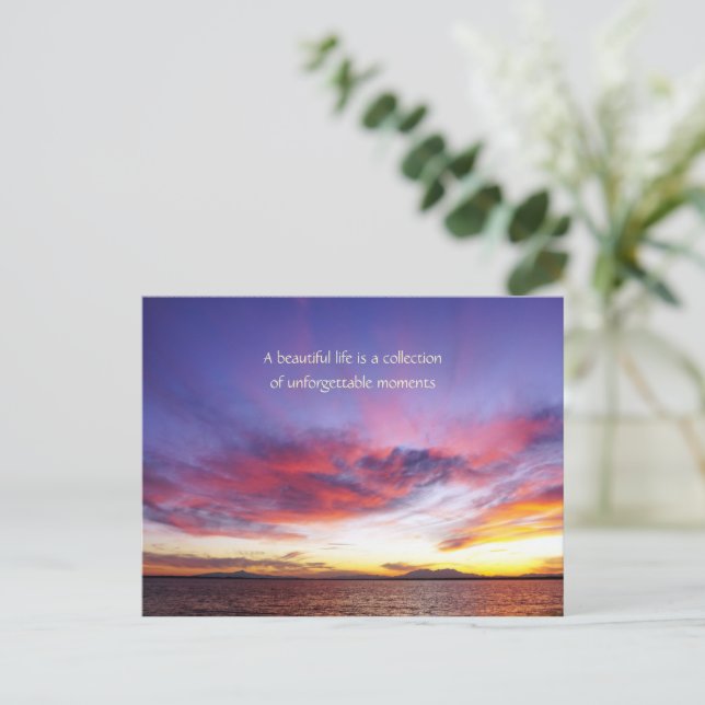 Cartão Postal Sol de tirar o fôlego do mar (Em pé/Frente)