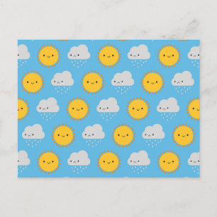 Cartão Postal Sol e Chuva Kawaii
