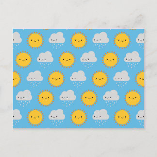 Cartão Postal Sol e Chuva Kawaii