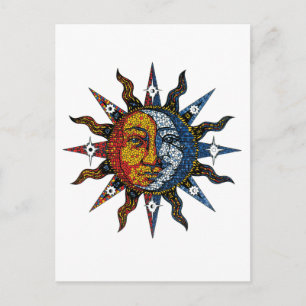 Cartão Postal Sol e Lua do Mosaico Celestial