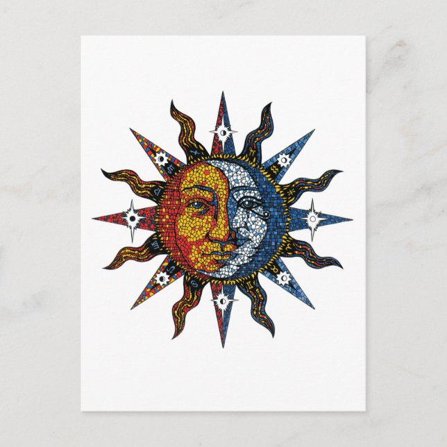Cartão Postal Sol e Lua do Mosaico Celestial (Frente)