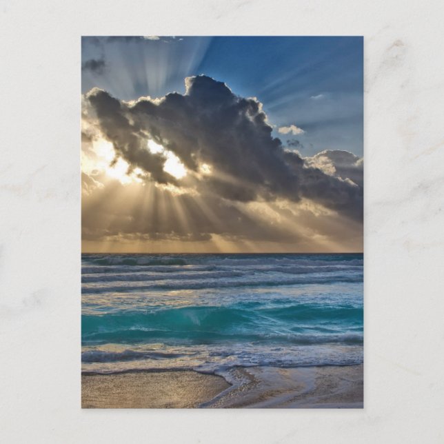Cartão Postal Sol e Nuvens sobre o Oceano (Frente)