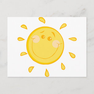 Cartão Postal Sol ensolarado de desenho