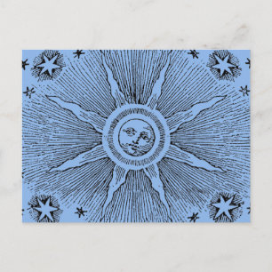 Cartão Postal Sol Estrelas Antigo Céu Noturno Zodíaco Medieval