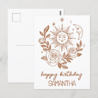 Sol Lua & Rosas Boho Mágico ANIVERSÁRIO NOME PERSO