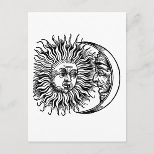 Cartão Postal Sol medieval e lua