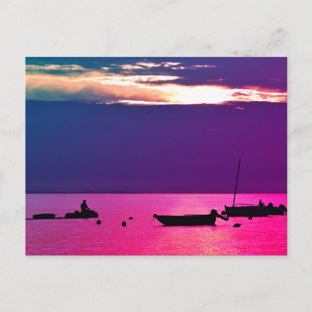 Cartão Postal Sol no oceano em Portivy na Bretanha (Frente)