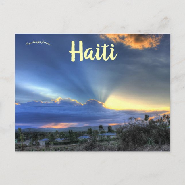 Cartão Postal Sol por Trás das Nuvens em Pignon Haiti (Frente)