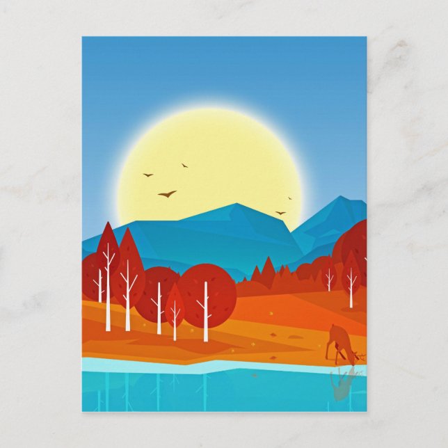 Cartão Postal Sol sobre Blue Mountain com Lago Deer (Frente)