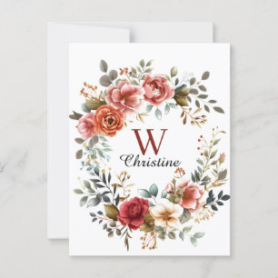 Cartão Postal Sola Floral Elegante de Aquarela com Rosas Mudados