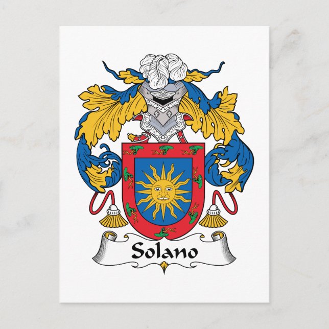 Cartão Postal Solano Family Crest (Frente)