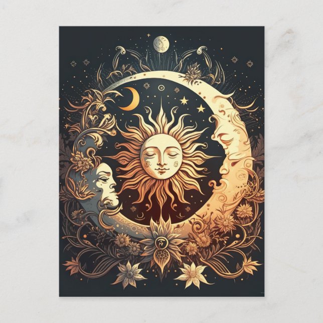 Cartão Postal Solar e Lua Celestial (Frente)