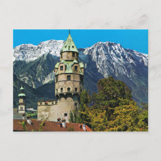 Cartão Postal Solbad Hall, Tirol, Áustria, Castelo e montanhas