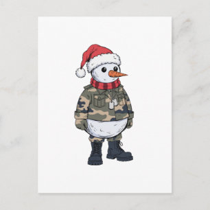 Cartão Postal Soldado Boneco de Neve Natal 2026 Feriado Militar