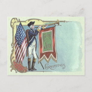 Cartão Postal Soldado da Guerra Revolucionária Bandeira American