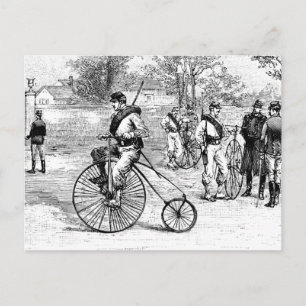 Cartão Postal Soldado Na Bicicleta De Penny Farthing