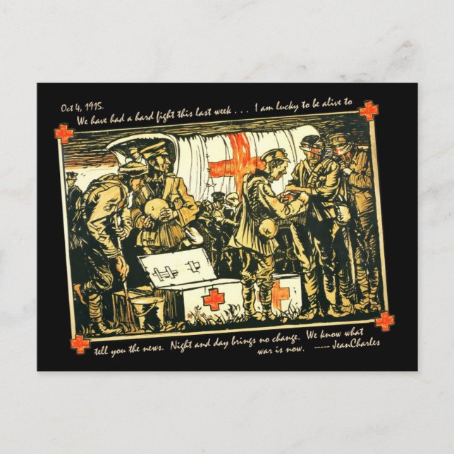 Cartão Postal Soldados feridos pelo WI no caminhão da Cruz Verme (Frente)