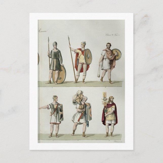 Cartão Postal Soldados romanos, pormenores da placa 2, classe 5  (Frente)